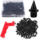 JULMELON 120PCS 1/4inch Black Stainless Steel Track and Cross Country Spikes Golf Shoe Spikes with Spike Wrench, Replacement Spikes for Sprint Sports Short Running Track Shoes