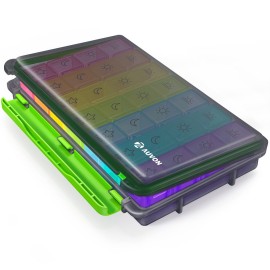 AUVON iMedassist Moisture-Proof Weekly Pill Organizer 4 Times a Day, Large 7 Day Pill Box Case with Portable Design for Travel, Removable Individual Containers Hold Vitamins, Supplements, Medications