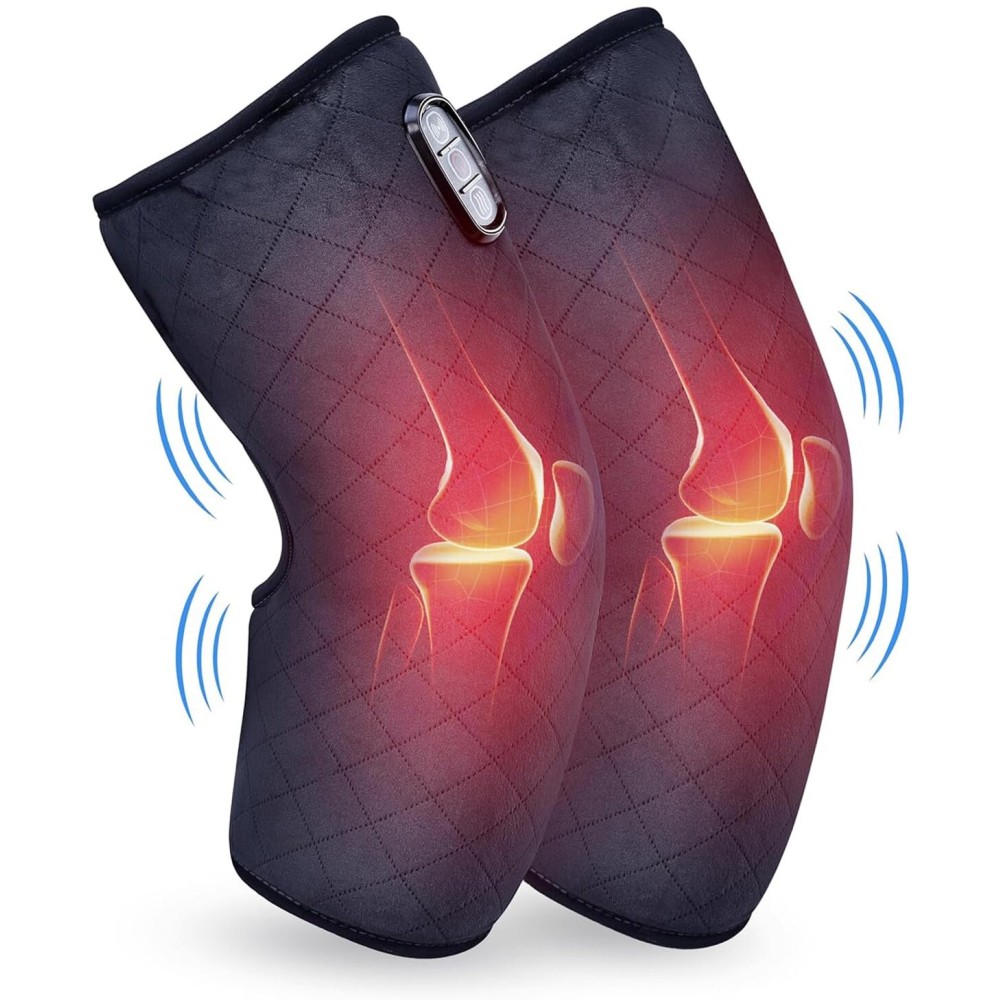 COMFIER Heated Knee Massager Heating Pad for Knee Pain Relief,Heat Knees Warmers Wrap with Massage and Vibration-Gray