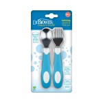 Dr. Brown\'s Soft-Grip Spoon and Fork Utensil Set, Safe Silverware for Toddlers, Blue, 12m+ - 2-pack