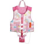 HeySplash Toddler Swim Vest, Kids Floaties Swimming Jacket, Jumper Swimsuit with Adjustable Strap, Float Puddle Vest, Buoyancy Swimwear for Girls and Boys Aged 6-9 Years / 50-80lbs, Pink