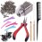 Duufin Hair Extensions Tools Kit 500 Pcs Dark Blonde Micro Ring Beads 1 Micro Beads Plier 2 Hook Needle Pulling Loop 4 Plastic Alligator Hair Clips 1 Comb and 2 Bags Black Mini Rubber Hair Elastic