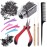 Duufin Hair Extensions Tools Kit 500 Pcs Dark Brown Micro Ring Beads 1 Micro Beads Plier 2 Hook Needle Pulling Loop 4 Plastic Alligator Hair Clips 1 Comb and 2 Bags Black Mini Rubber Hair Elastic