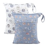 ALVABABY 2pcs Cloth Diaper Wet Dry Bags Waterproof Reusable with Two Zippered Pockets Travel Beach Pool Daycare Soiled Baby Items Yoga Gym Bag for Swimsuits or Wet Clothes LZD2122