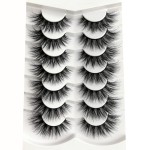 Pooplunch False Eyelashes 8D Cat Eye Volume Wispy Clusters Faux Mink Lashes Fake Eyelash Strips 7 Pairs Pack