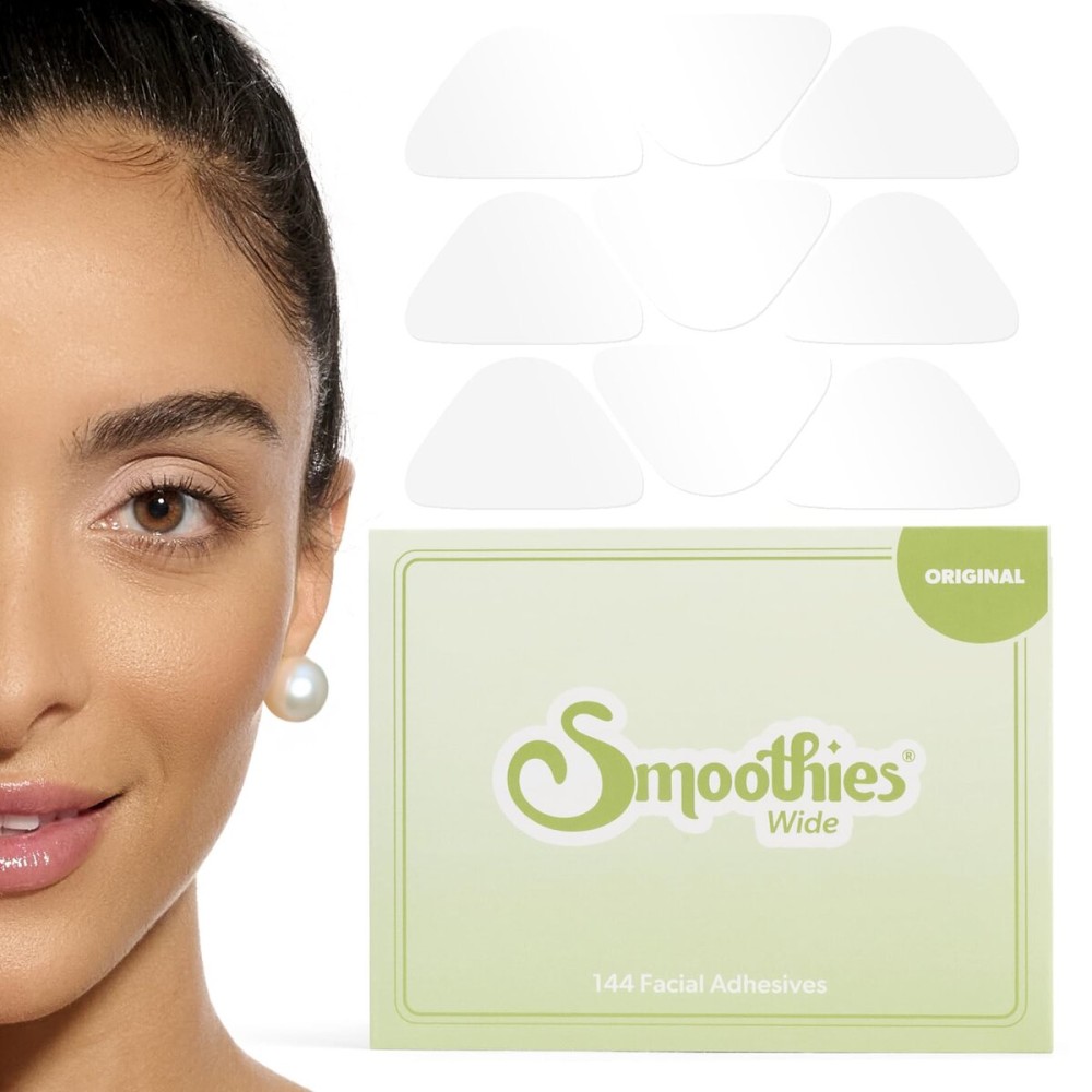 Smoothies Wide Wrinkle Patches for Face Overnight - Facial Patches for Elevens, Crows Feet and more, 144 Facial Adhesives per Box - Face Tape, Made in the USA