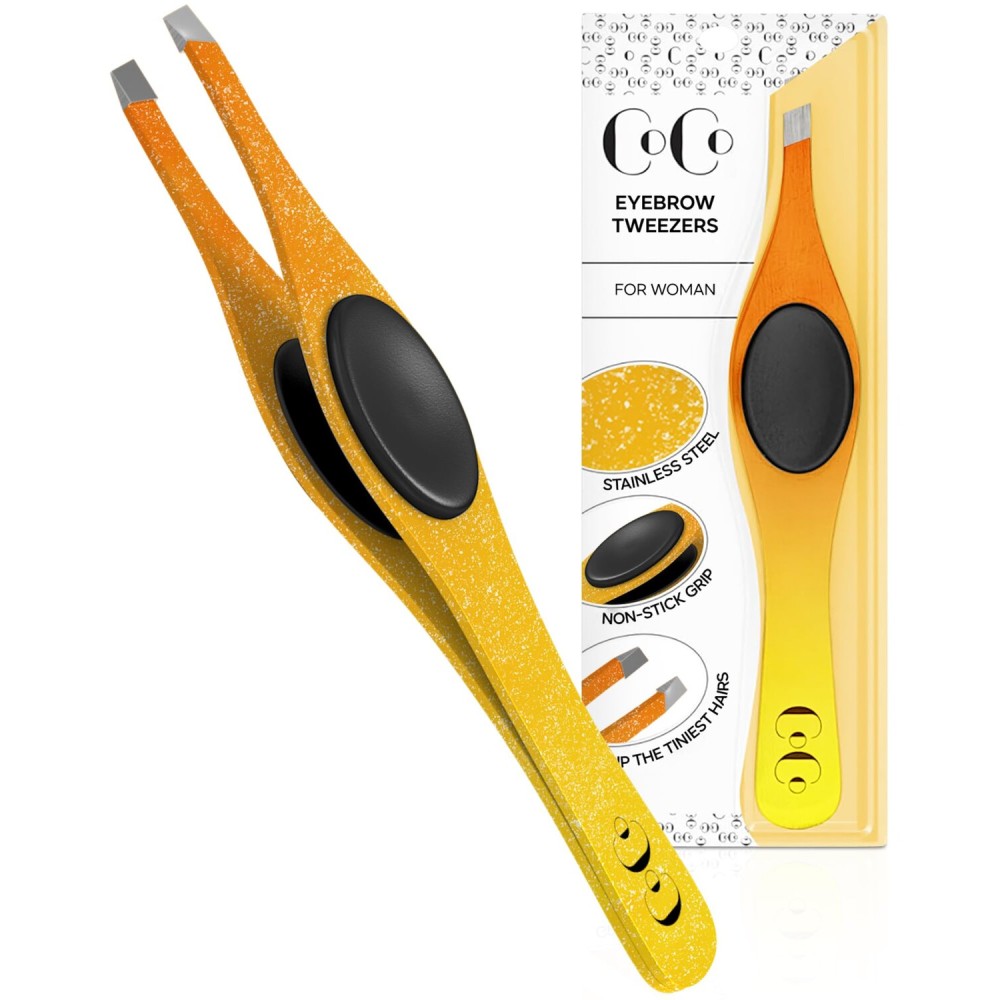 Professional Tweezers for Facial Hair Removal for Women, Sharp Tweezers for Men, Slant Point Tip Plucks and Shapes with Precision, Use for Eyebrows, Splinter, First-aid and Ingrown Hair Removal