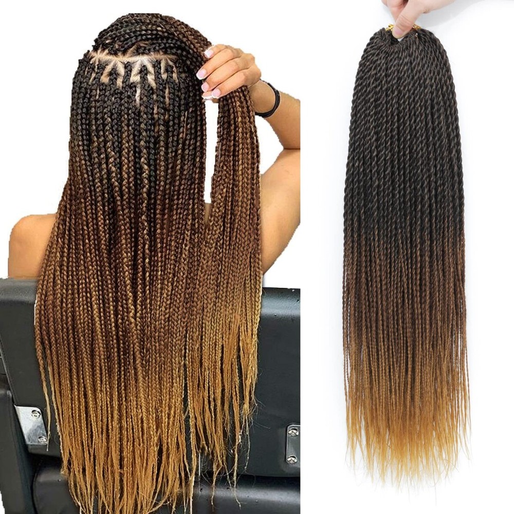 NAYOO Small Crochet Hair Senegalese Twist 18 Inch 8 Packs Ombre Crochet Braids Pre-Looped, 35 Strands/Pack Crochet Twist Hot Water Setting, Ombre Senegalese Twist Crochet Hair for Black Women