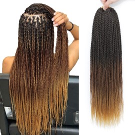 NAYOO Small Crochet Hair Senegalese Twist 18 Inch 8 Packs Ombre Crochet Braids Pre-Looped, 35 Strands/Pack Crochet Twist Hot Water Setting, Ombre Senegalese Twist Crochet Hair for Black Women