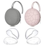 Smlpuame 4 Pack Pacifier Holder Case Set,2 Silicone Portable Pacifier Cover Pouch Bag for Diaper Bags Baby Carriage with 2 Transparent Pacifier Storage Container Box,Easy to Clean,(Pink & Grey)