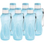 MILTON Water Bottle Kids Reusable Leakproof 12 Oz Plastic Wide Mouth Large Big Drink Bottle BPA & Leak Free with Handle Strap Carrier for Cycling Camping Hiking Gym Yoga (Blue 6 pack)