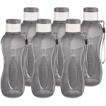 MILTON Water Bottle Kids Reusable Leakproof 12 Oz Plastic Wide Mouth Large Big Drink Bottle BPA & Leak Free with Handle Strap Carrier for Cycling Camping Hiking Gym Yoga (Black 6 pack)