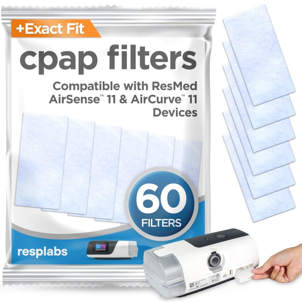 resplabs CPAP Filters Compatible with The ResMed AirSense 11 CPAP Machine, Standard Disposable Filter Replacements - 60 Pack