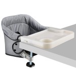 Hook On Chair with Removable Dining Tray,Folding Baby Chair, Portable Table High Chair with Storage Bag for Indoor/Outdoor, Grey