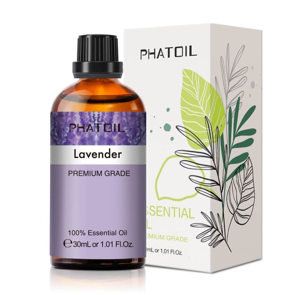 Lavender Essential Oil 1.01fl.oz/30ml, PHATOIL Lavender Oils Long Lasting Scents for Aromatherapy, Diffuser, DIY Soap and Candle Making