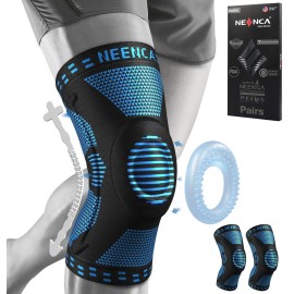 NEENCA 2 Pack Knee Braces for Knee Pain, Compression Knee Sleeves with Patella Gel Pad & Side Stabilizers, Knee Support for Meniscus Tear, Arthritis, Joint Pain, ACL, Runner, Workout- FSA/HSA APPROVED