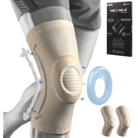 NEENCA 2 Pack Knee Braces for Knee Pain, Compression Knee Sleeves with Patella Gel Pad & Side Stabilizers, Knee Support for Meniscus Tear, Arthritis, Joint Pain, ACL, Runner, Workout- FSA/HSA APPROVED