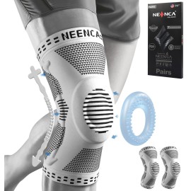 NEENCA 2 Pack Knee Braces for Knee Pain, Compression Knee Sleeves with Patella Gel Pad & Side Stabilizers, Knee Support for Meniscus Tear, Arthritis, Joint Pain, ACL, Runner, Workout- FSA/HSA APPROVED