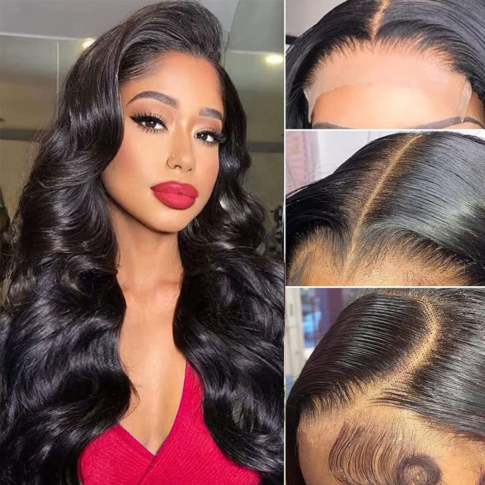 Aaliweya 5x5 Lace Closure Wigs Body Wave 5x5 HD Transparent Lace Closure Wigs Human Hair For Women 150% Density Glueless 5x5 Lace Front Wig Pre Plucked Super Soft Natural Black Color 20 Inch