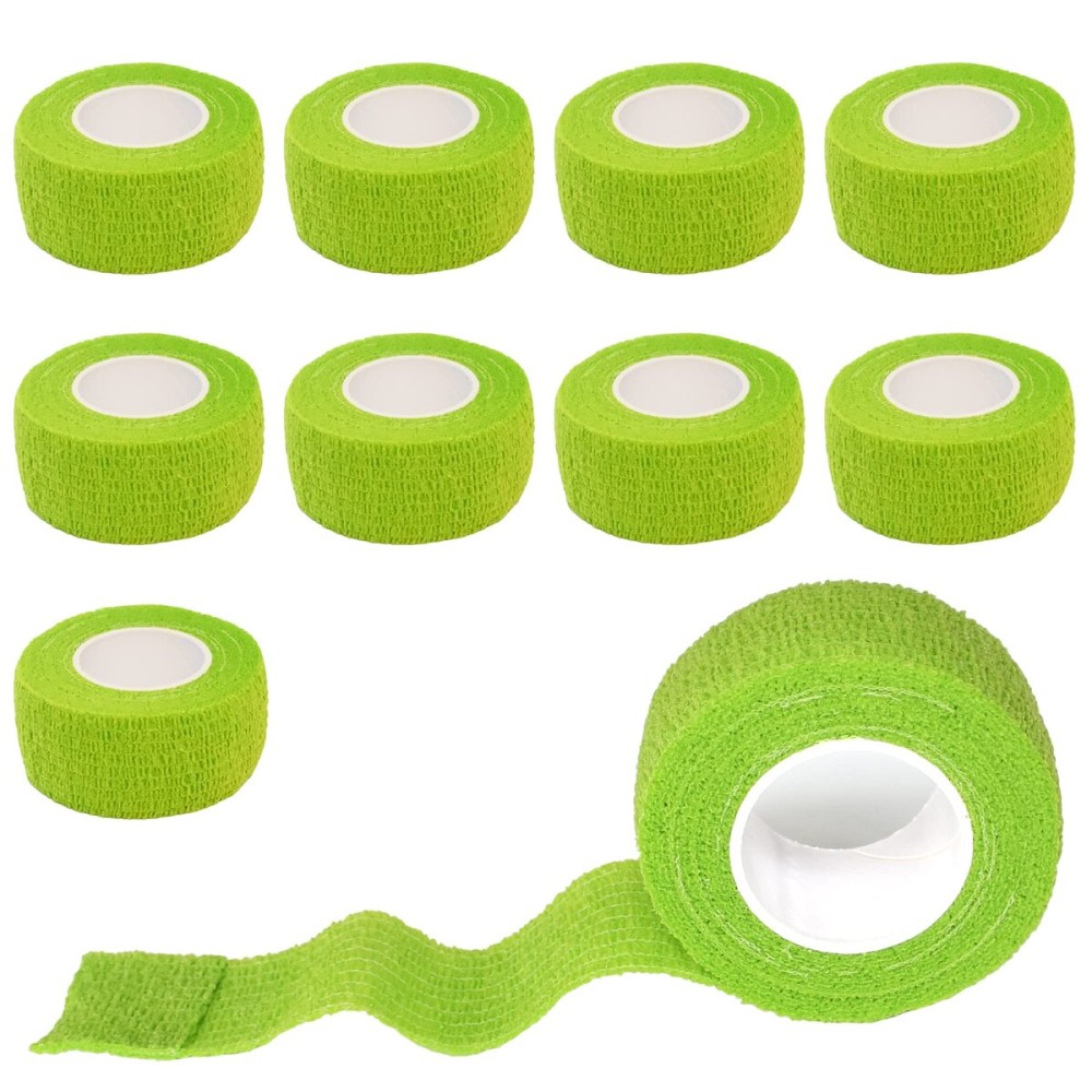 Gondiane 9 Pack 1 x 5 Yards Self Adhesive Bandage Wrap Self Stick Wrap for Ankle, Wrist, Finger, Sports, Breathable Cohesive Vet Tape for Pets (Grass Green)