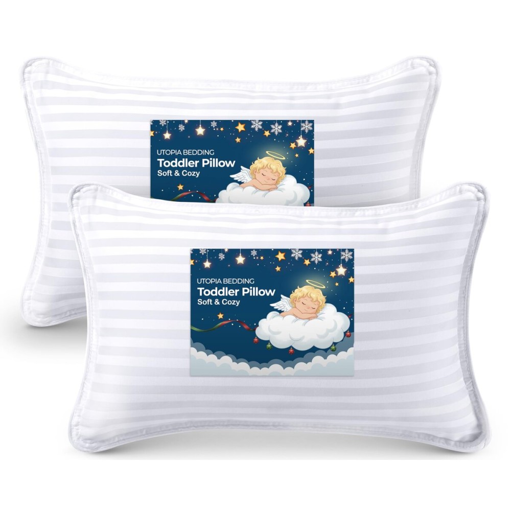 Utopia Bedding Youth Pillow (White, 2 Pack), 16x22 Kids Pillow for Sleeping, Soft and Breathable Cotton Blend Shell, Polyester Filling, Perfect for Kids Bed and Travel (Intended for Age 5 and up)