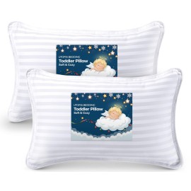Utopia Bedding Youth Pillow (White, 2 Pack), 16x22 Kids Pillow for Sleeping, Soft and Breathable Cotton Blend Shell, Polyester Filling, Perfect for Kids Bed and Travel (Intended for Age 5 and up)