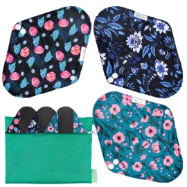 wegreeco Reusable Menstrual Pads - Reusable Sanitary Pads | Reusable Panty Liners | Soft Cloth Menstrual Pads - 6 Pack with 1 Cloth Mini Wet Bag (M, Rose)