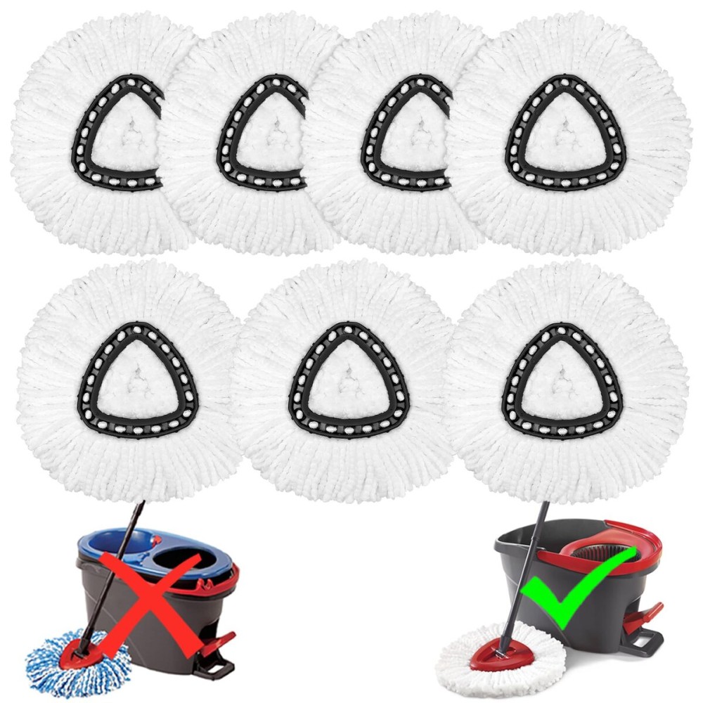 7 Pack Mop Heads Replacement for O-Ceda Easy Wrin Spin Mop, Microfiber Spin Mop Refills, Easy Cleaning Mop Head Replacement (7pcs 1-Tank Mop White)
