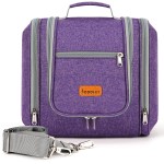 Hanging Travel Toiletry Bag for Women and Men, 6 Organizer Compartments, Extra Large Toiletries Bag, Bathroom Cosmetic Bag, Water-resistant Makeup Bag, Holds Full-Size Shampoo, Purple