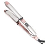 Rozamor 2-in-1 Titanium Ionic Flat Iron,Professional Hair Straightener & Curler, Fast Heating, Dual Voltage, Pink, for All Hair Types