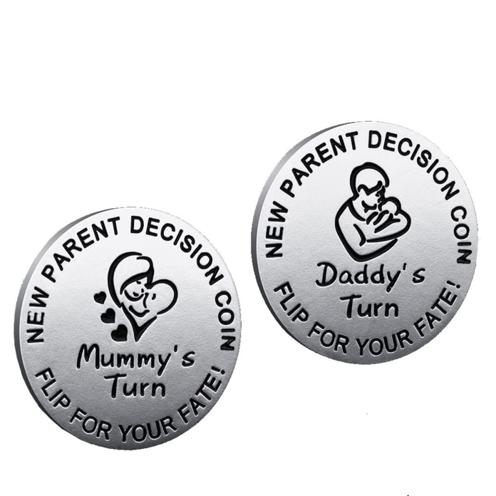 New Dad Mom Gifts Funny Decision Making Coin, New Baby Gift for Parent Mummy Daddy Pregnancy Women First Time to be Moms Dads Mother\'s Day Father\'s Day Gifts Double Sided