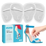 ZUCNANA Ball of Foot Cushions (2 Pairs Gel Shoe Inserts), Heel Inserts for Women, Non Slip Heel Pads, Heel Cushions for Women Foot Pain Relief and Comfort, One Size Fits Any (Clear)