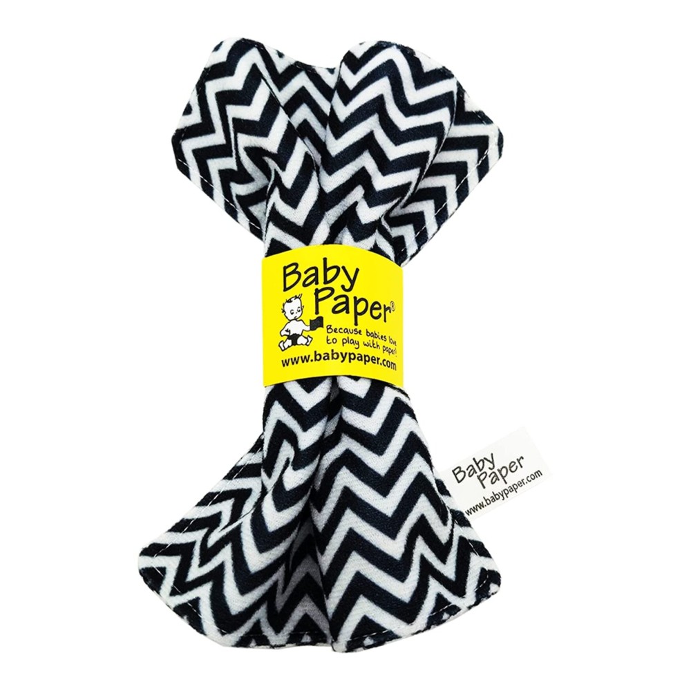 Original Baby Paper - Crinkle Teether and Sensory Toy for Babies and Infants | Black and White Zig Zag | Non-Toxic, Washable | Great for Baby Showers