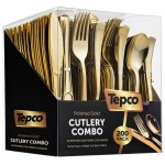200-Piece Gold Plastic Cutlery Set - Disposable Gold Flatware - 100 Forks, 50 Spoons, 50 Heavy Duty Knives for Party Bulk