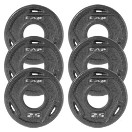 CAP Barbell 2-Inch Olympic Grip Weight Plate, 2.5 lb, Set of 6 Black