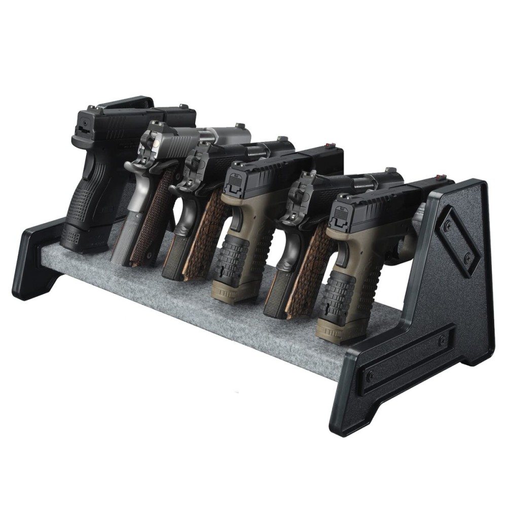 Mind and Action Pistol Rack, Deluxe Handgun Rack Stand,Pistol Display Holder for Gun Safe and Gun Cabinet (6 Gun Holders)