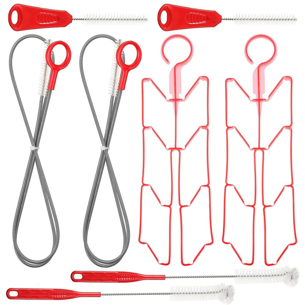 Patelai 2 Set 8 in 1 Hydration Bladder Cleaning Kit Includes 3 Different Brushes and Drying Collapsible Bladder Frame, Water Reservoir Backpack Cleaning Kit(Red)