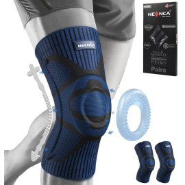 NEENCA 2 Pack Knee Braces for Knee Pain, Compression Knee Sleeves with Patella Gel Pad & Side Stabilizers, Knee Support for Meniscus Tear, Arthritis, Joint Pain, ACL, Runner, Workout- FSA/HSA APPROVED
