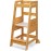 TOETOL Bamboo Toddler Step Stool Kids Kitchen Counter Learning Stool Standing Helper Tower 3 Height Adjustable Bathroom Sink with Safety Rail,Natural