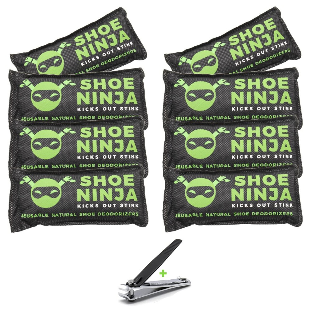 Charcoal Shoe Deodorizer Inserts - Shoe Odor Eliminator - Activated Charcoal Shoe Deodorizer Bags to Absorb Shoe Smell - Pack of 8 Shoe Smell Eliminator with Nail Clippers