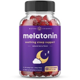 Melatonin Gummies for Kids & Adults | Natural Sleep Aid Drug-Free, Vegan Berry Flavor Kids Melatonin Gummy Supplement | 2.5mg, 5mg or 10mg Dose | Sleeping Pills Substitute (60 Count (Pack of 1))