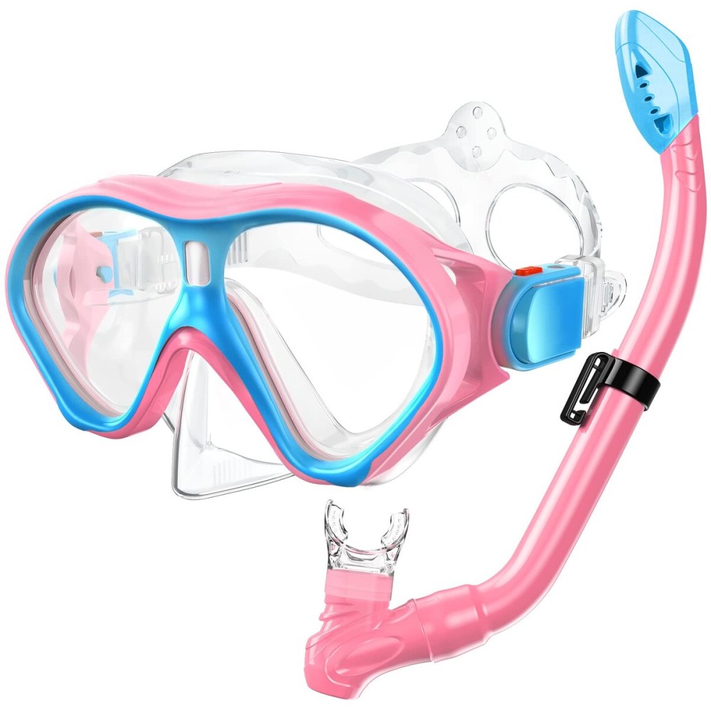 Gintenco Kids Snorkel Set, Diving Mask for Children as Unisex Kids Swimming Goggles, Anti-Fog Diving Mask and Dry Top Snorkel Combo Set for Junior and Youth