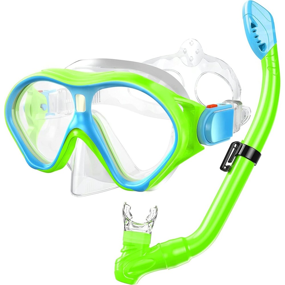 Gintenco Kids Snorkel Set, Diving Mask for Children as Unisex Kids Swimming Goggles, Anti-Fog Diving Mask and Dry Top Snorkel Combo Set for Junior and Youth