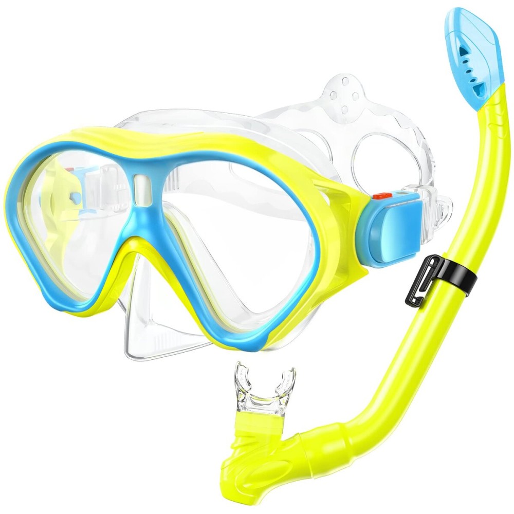 Gintenco Kids Snorkel Set, Diving Mask for Children as Unisex Kids Swimming Goggles, Anti-Fog Diving Mask and Dry Top Snorkel Combo Set for Junior and Youth