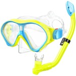 Gintenco Kids Snorkel Set, Diving Mask for Children as Unisex Kids Swimming Goggles, Anti-Fog Diving Mask and Dry Top Snorkel Combo Set for Junior and Youth