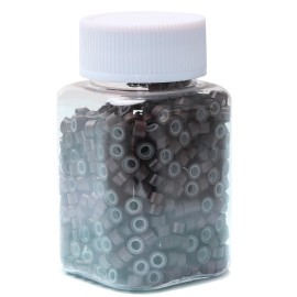 NIACONN 1000pcs 5 mm Tinsel Hair Extensions Beads, Silicone Lined Ring Micro Link I-tip Beads for Hair Extension - Dark Brown