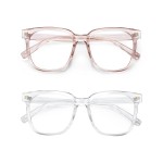 PANNER 2Pack Oversized Blue Light Blocking Glasses for Women Men Square Computer Eyeglasses Reduce Eyestrain(Clear+Apticot)