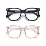 PANNER 2Pack Oversized Blue Light Blocking Glasses for Women Men Square Computer Eyeglasses Reduce Eyestrain(Black+Apricot)