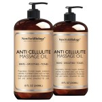 New York Biology Anti Cellulite Massage Oil 8 Fl Oz - Made with 100% Natural Oils - Body Oil for Massage Therapy, Muscle Relaxation and Deep Tissue - Pack of 2