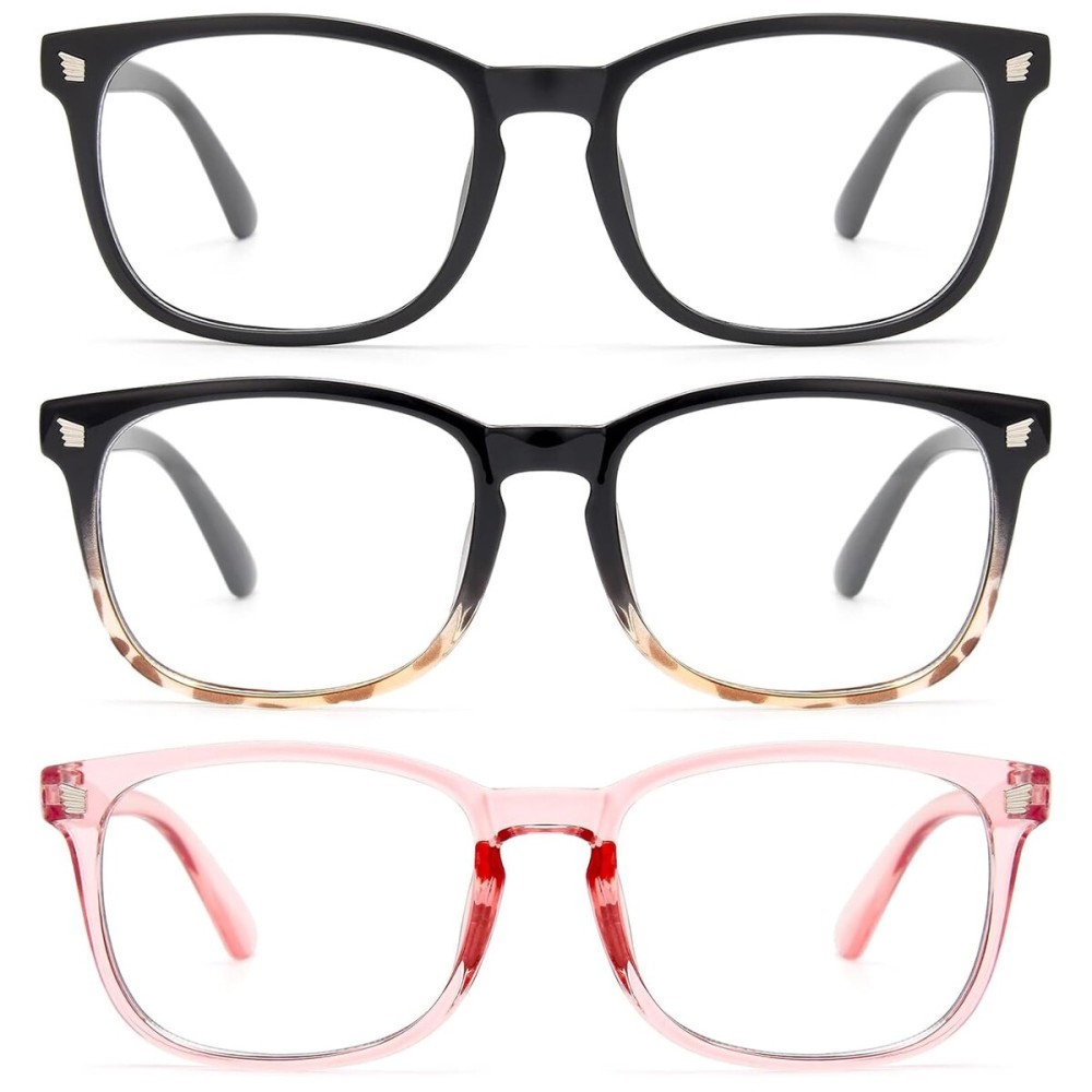 Gaoye Stylish Blue Light Glasses for Woman - Computer Glasses for Blue Light Blocking - Lightweight Frames - 3 pack
